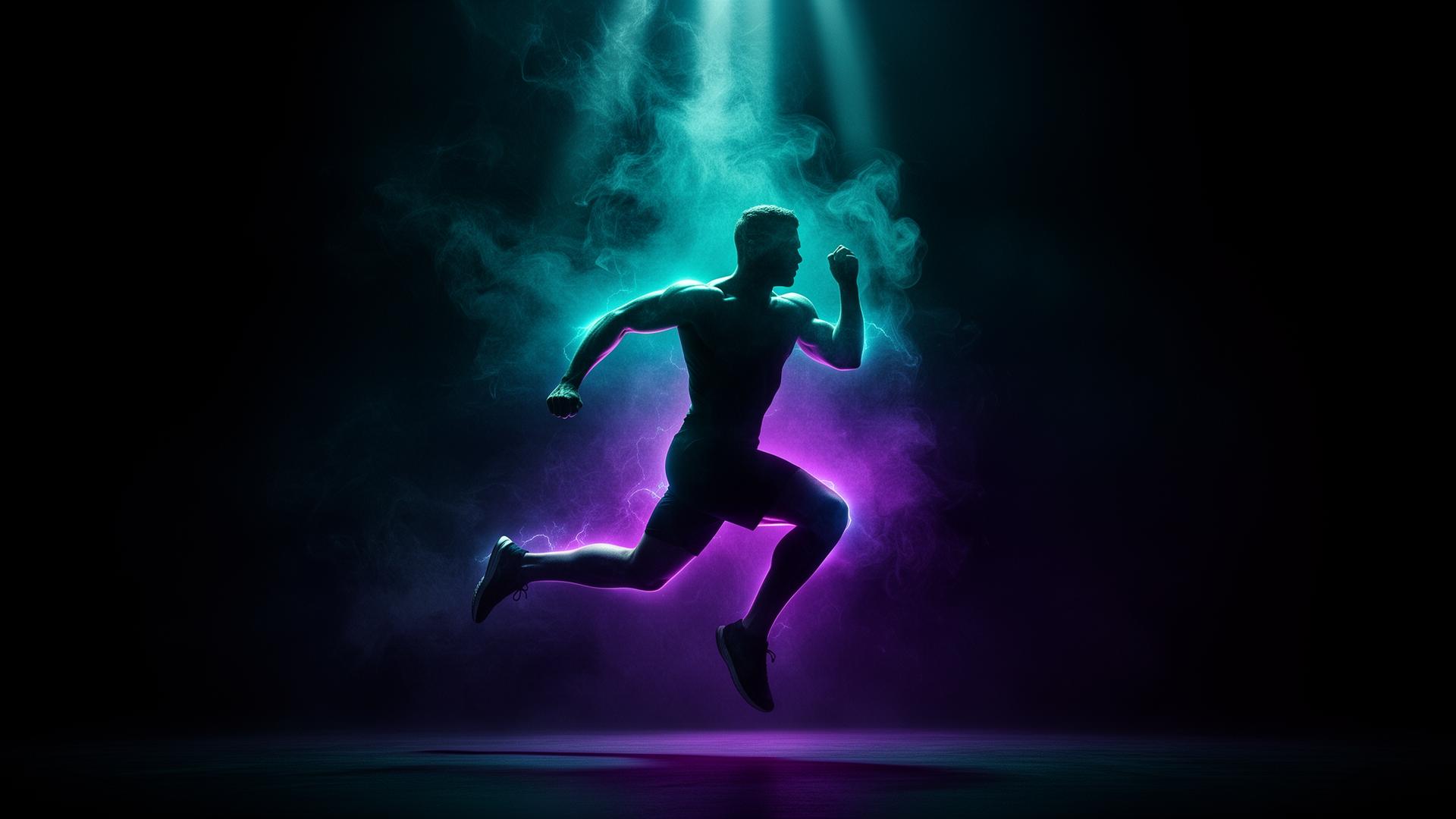 Athlete mid-lift under hard studio light